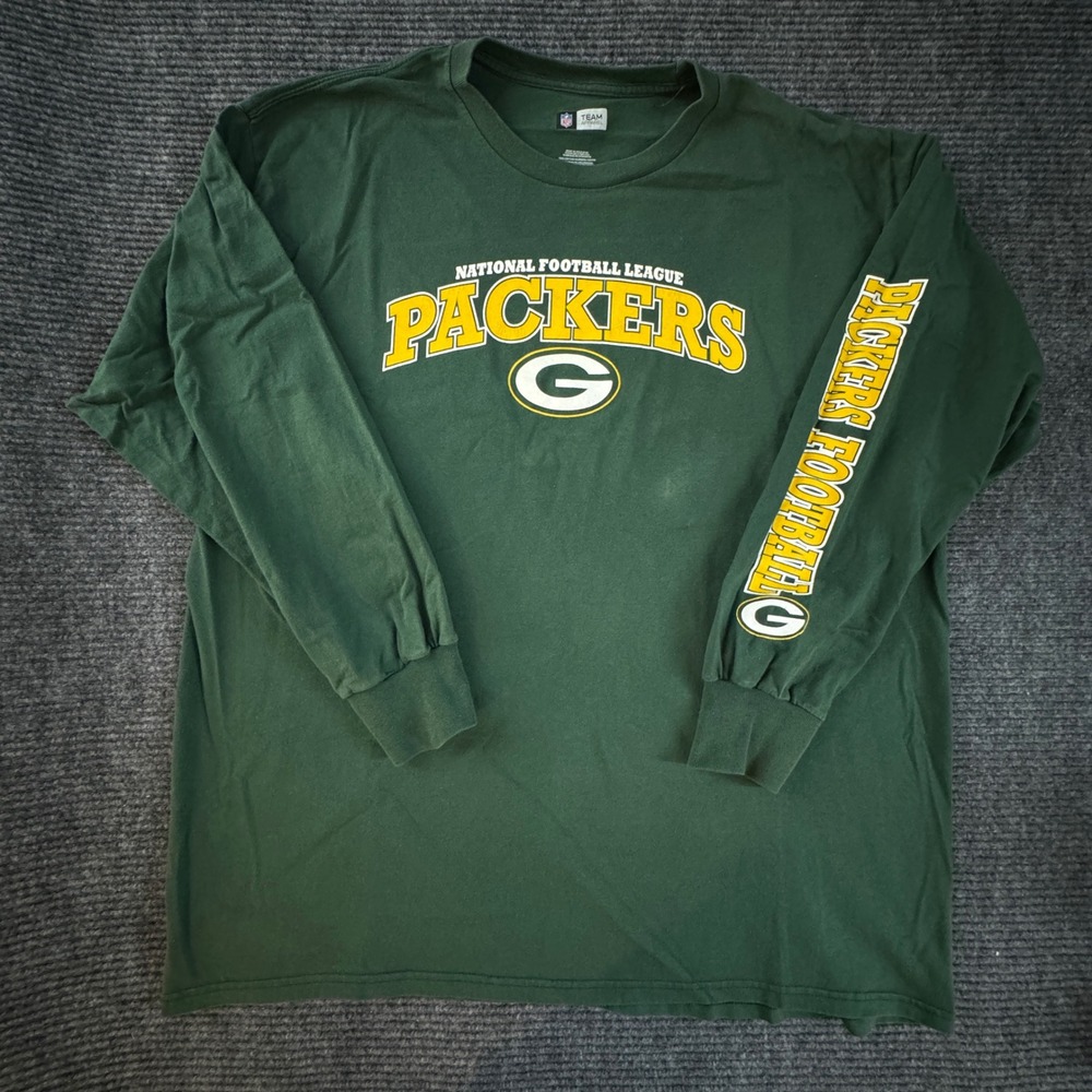 NFL Team Apparel Green Bay Packers Long Sleeve T-Shirt 2XL Green Graphic